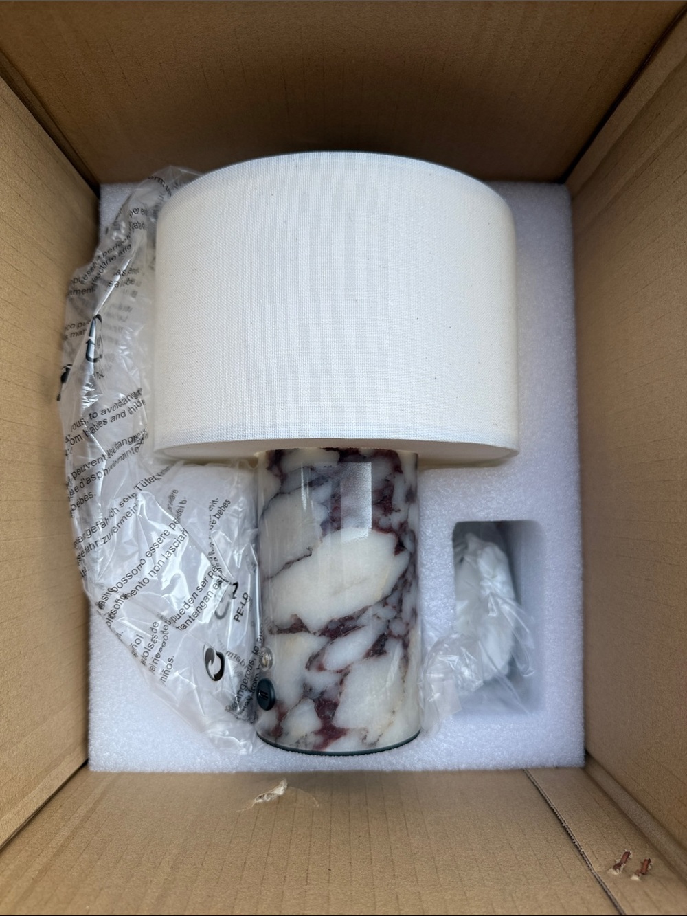 Rechargeable Marble Table Lamp with Decorative Base - Home Office